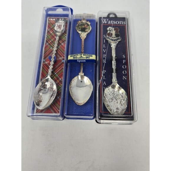 VINTAGE COLLECTIBLE TRAVEL 3 SPOON BUNDLE UNITED KINGDOM SILVER PLATED NOS - Picture 2 of 14